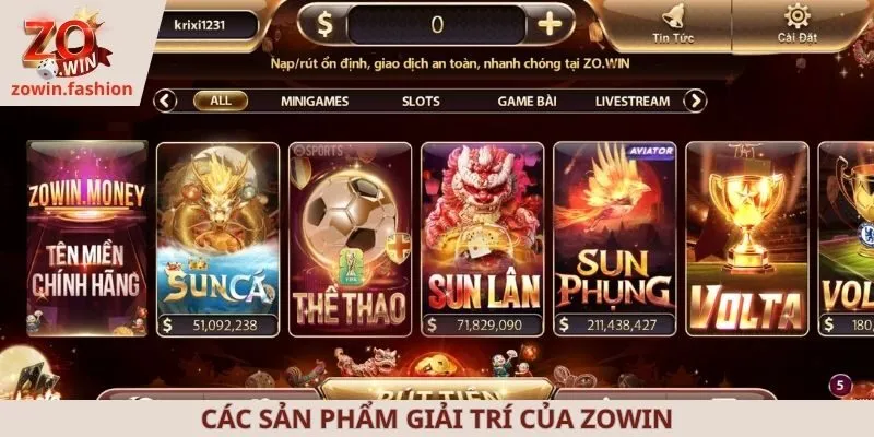 Các sản phẩm giải trí của ZOWIN